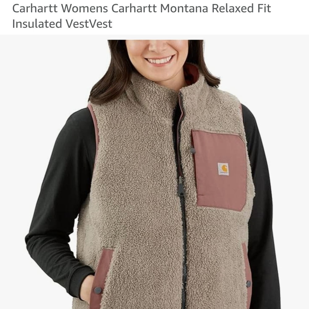 Carhartt Women's Montana Relaxed Fit Insulated Vest - Tan and Pink